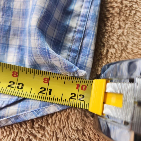 Peter Millar Light Blue and White Plaid Casuel Shirt Size L - Picture 12 of 13